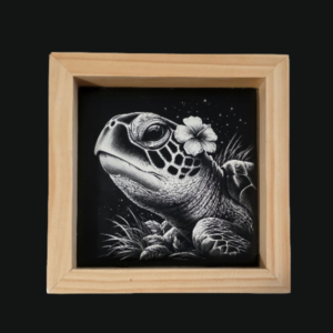 Turtle themed with oceanview 6x6 engraved ceramic tile framed