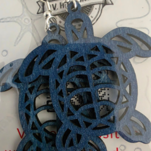 Blue Turtle Engraved Earrings