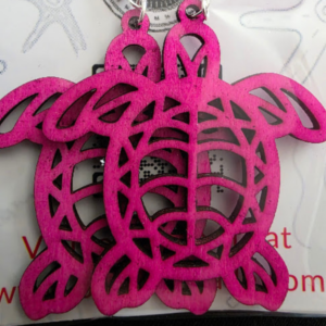 Pink Turtle Engraved Earrings