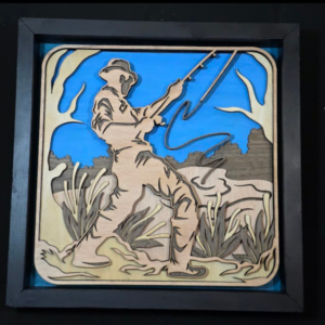 fly fisherman 3D Wall Art 13.5 x 13.5 Frame