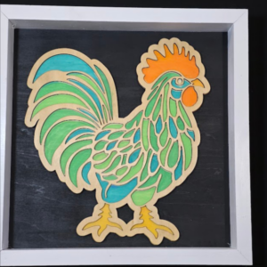 Hen Theme 3D Wall Art 13.5 x 13.5 Frame