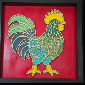 Hen Style colored Wall Art 13.5 x 13.5 Frame
