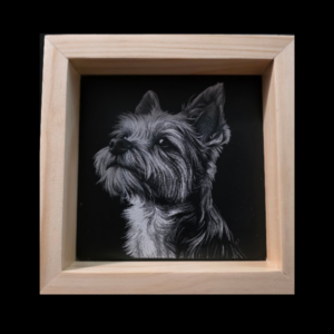 Dog Love Themed 6×6 Engraved Ceramic Tile Framed