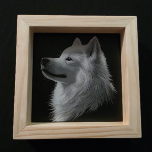 Dog Portrait Themed 6×6 Engraved Ceramic Tile Framed