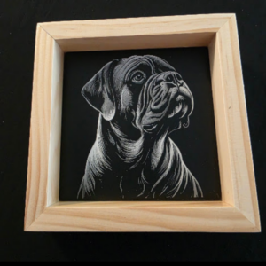 Dog Tribute Themed 6×6 Engraved Ceramic Tile Framed