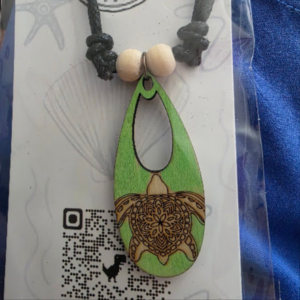 Turtle Green Engraved Necklace