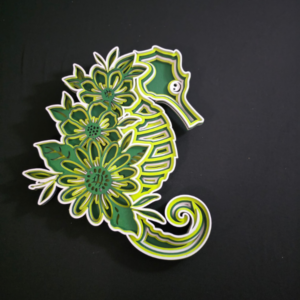 Seahorse with flowers Unframed Wall Art