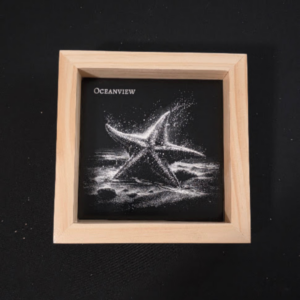Star fish Themed 6×6 Engraved Ceramic Tile Framed