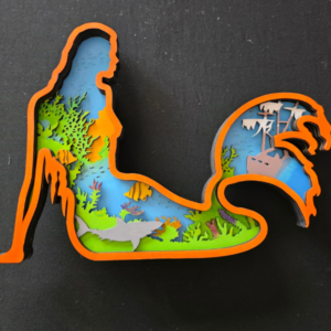 Mermaid layered orange Unframed Wall Art