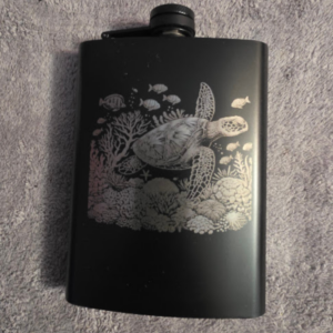 Ocean Turtle Engraved Flask