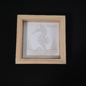 Premium Seahosre Themed 6×6 Engraved Ceramic Tile Framed