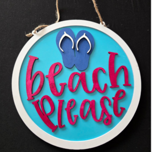 Beach Please blue Unframed Wall Art