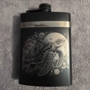 Turtle Shell Engraved Flask