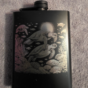 Graceful Turtle Engraved Flask
