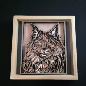 Skytrace Cat 3D Wall Art 13.5 x 13.5 Frame