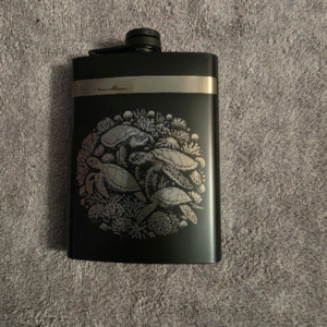 Turtle Pattern Engraved Flask
