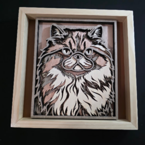 Cedar Bloom Cat 3D Wall Art 13.5 x 13.5 Frame