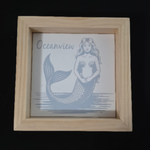Mermaid Art Themed 6×6 Engraved Ceramic Tile Framed