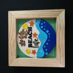 Beach Round 3D Wall Art 13.5 x 13.5 Frame