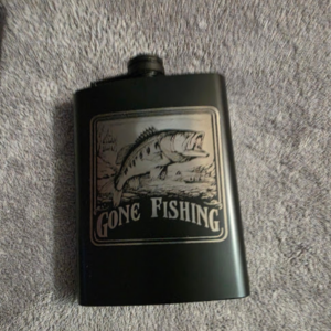 Gone Fishing Engraved Flask