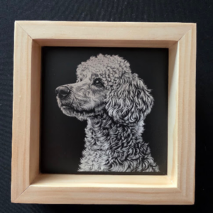 Poodle themed 6x6 engraved ceramic tile framed