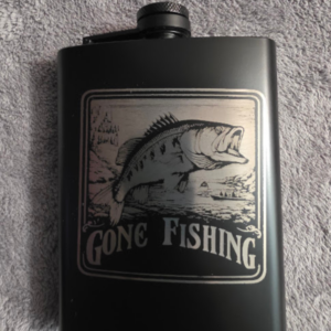 Swimming Fish Engraved Flask