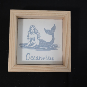 Mermaid Fantasy Themed 6×6 Engraved Ceramic Tile Framed