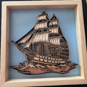Sailing Drift 2 Boat 3D Wall Art 13.5 x 13.5 Frame