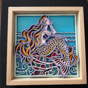 Mystic Shore Mermaid 3D Wall Art 13.5 x 13.5 Frame