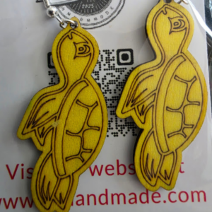 Yellow Turtle Engraved Earrings