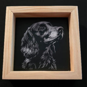 Canine Charm 6×6 Engraved Ceramic Tile Framed