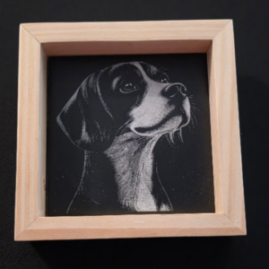 Wagging Tails 6×6 Engraved Ceramic Tile Framed